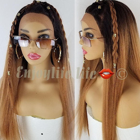 ombre human blend Free part Lace Front Wig main image 5
